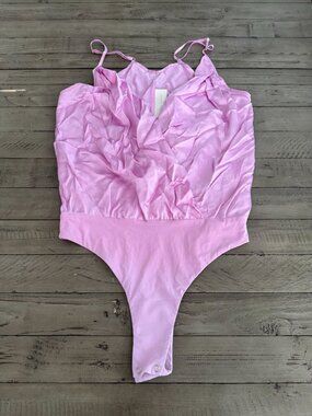 Michelle Mason 100% Silk Sleeveless Cami Wrap Bodysuit Lilac Size 0